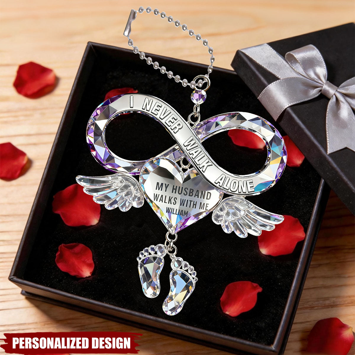 Personalized I Never Walk Alone Car Ornament - Memorial Gift For Family