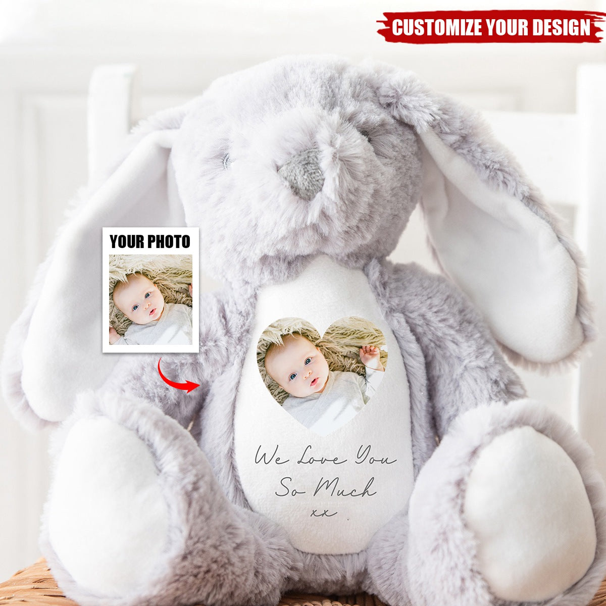 Personalised Photo Teddy, Birthday Teddy, New Baby Teddy