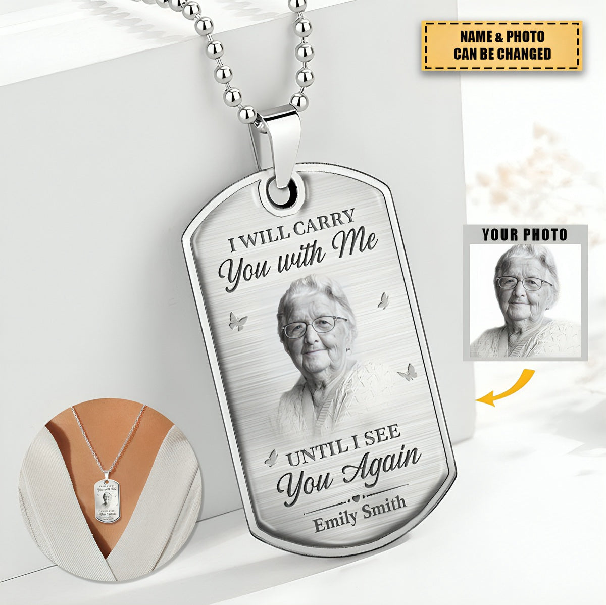 Custom Photo I Will Carry You With Me Until I See You Again - Memorial Personalized Custom Necklace