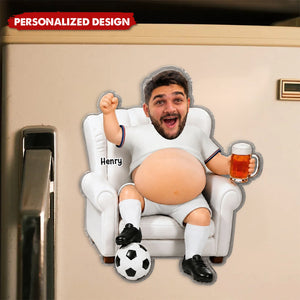Personalized Funny Soccer Fan Man Custom Photo Acrylic Fridge Magnet