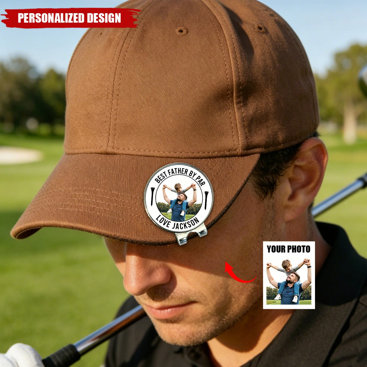 Personalized Family Photo Golf Ball Marker Hat Clip - Father’s Day Gift for Golf‑Loving