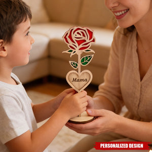 Personalized Wooden Rose desktop decor - Mother's Day Gift