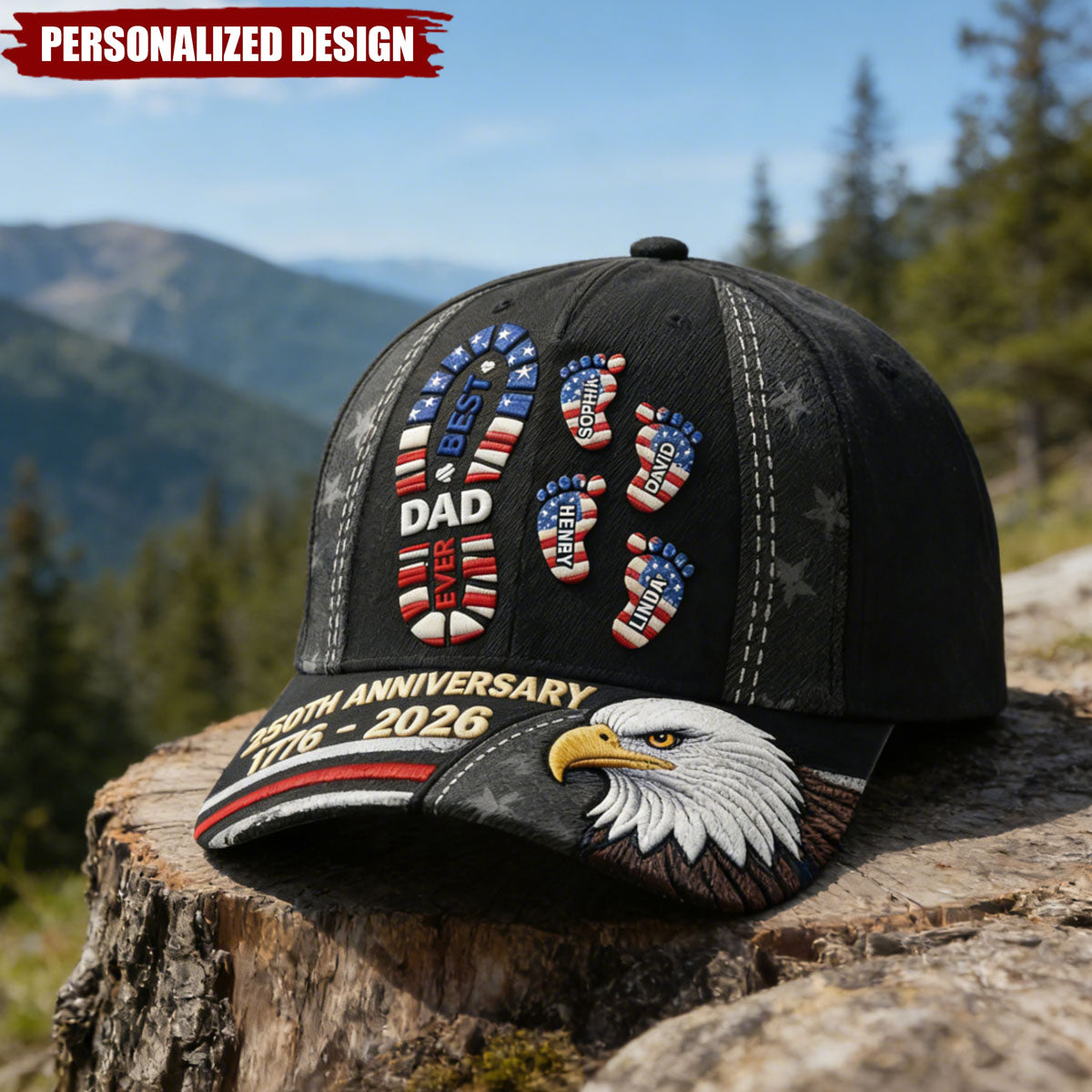 USA 250th Anniversary Best Dad Ever Classic Cap - Personalized Gifts For Dad