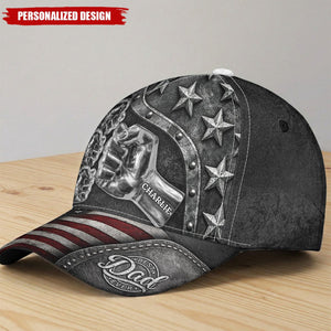 Personalized Dad Fist Bump American Flag Cap – Custom Gift For Dad