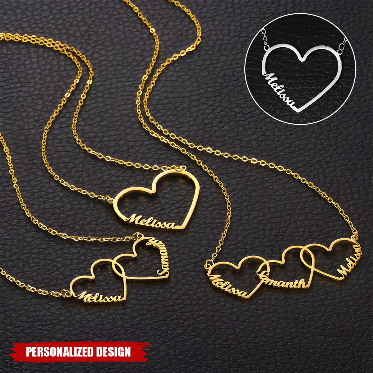 Personalized Interlocking Heart Name Necklace - A Holiday Gift for Friends And Family