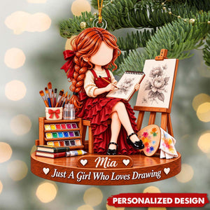 Drawing Lover Personalized Acrylic Ornament - Gift for Art Teacher & Painter