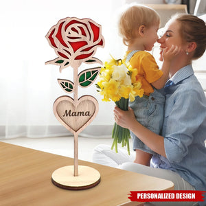Personalized Wooden Rose desktop decor - Mother's Day Gift