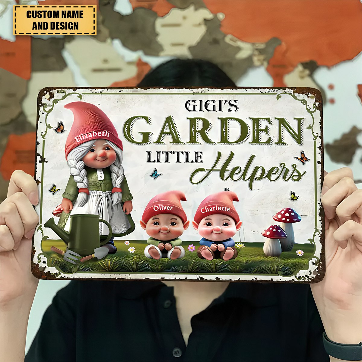 Grandma's Garden Little Helpers - Personalized Classic Metal Signs