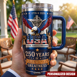 Personalized 250 Years Of American Eagle Cross 40oz Insulated Tumbler