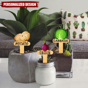 Personalized Vegetable Garden Markers - Wooden Plant Labels for Gardeners