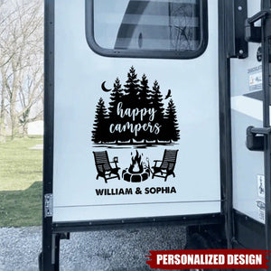 Personalized Forest Campfire RV Camper Window Decal - Gift For Camper Van Road Trip Lovers
