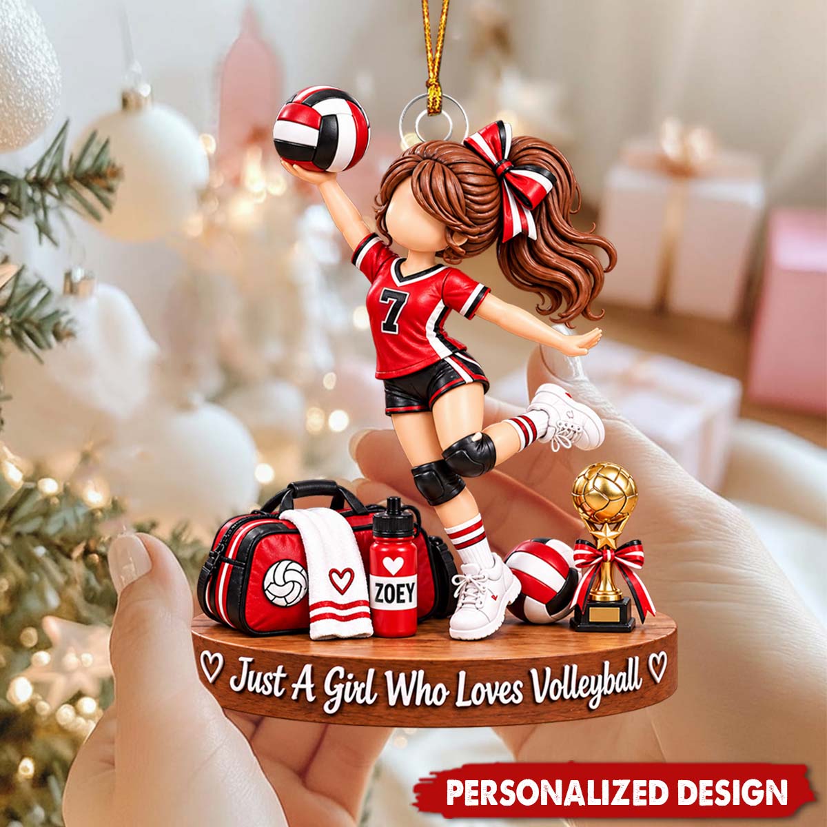 Volleyball Girl Spiking Pose Personalized Acrylic Ornament - Custom Name Sports Gift