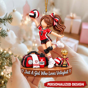 Volleyball Girl Spiking Pose Personalized Acrylic Ornament - Custom Name Sports Gift