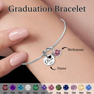 Personalized Graduation Birthstone Bracelet, Class of 2026