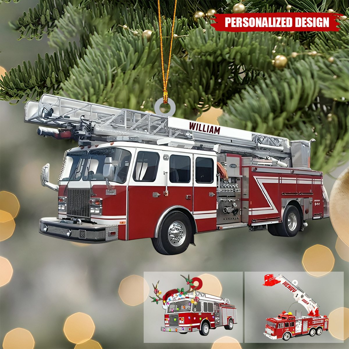 2024 New Release Christmas Tree Decor Gift For Firefighter,Personalized Fire Truck Christmas Ornament