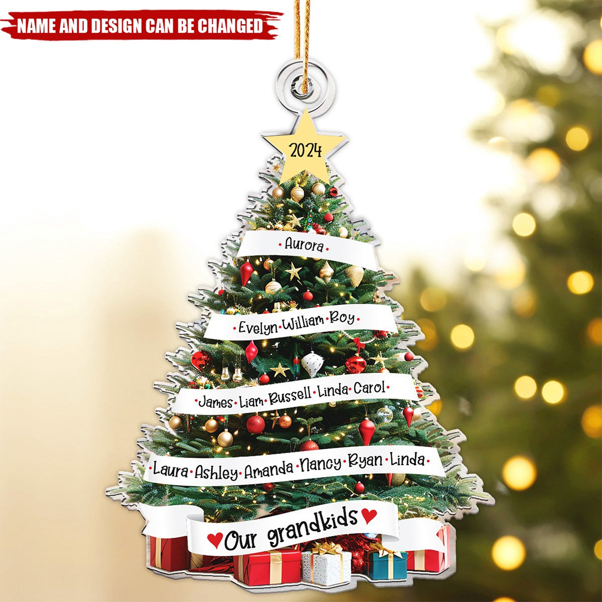 Our Grandkids Names On The Christmas Tree - Personalized Acrylic Ornament