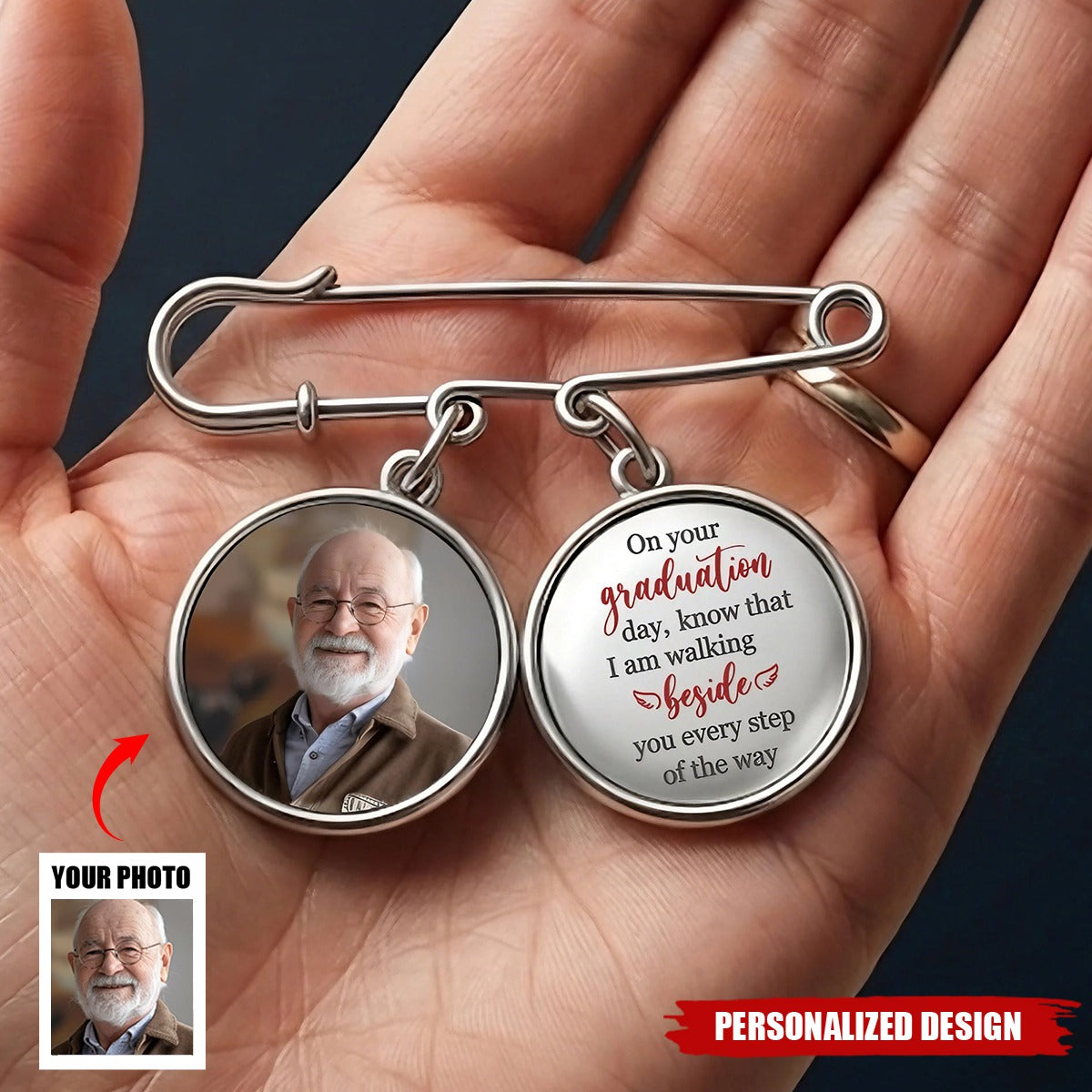 I'm Always With You - Personalized Lapel Pin With Photo Charms