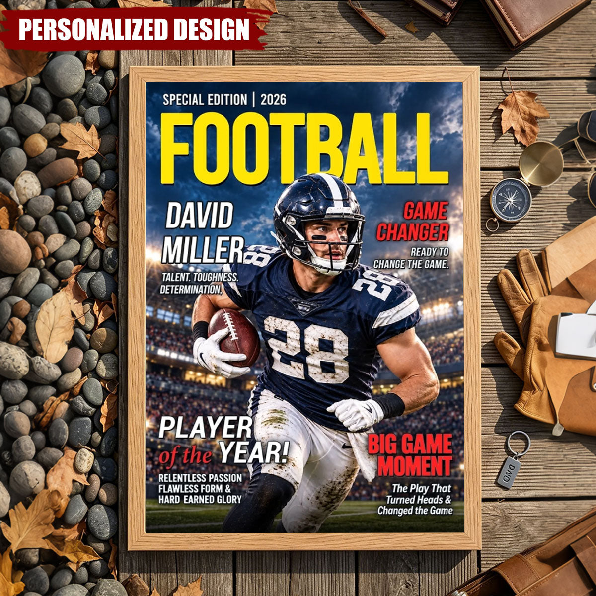 Personalized Football Star Magazine Style Print - Football Athlete Gift Poster