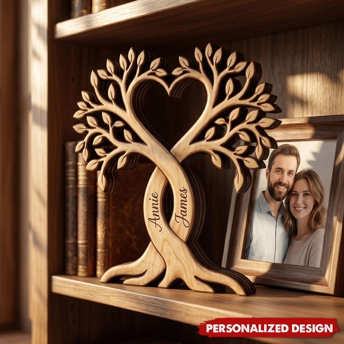 Personalized Couple Names Infinity Heart Tree of Life Wooden Decor -Couple Anniversary Gift
