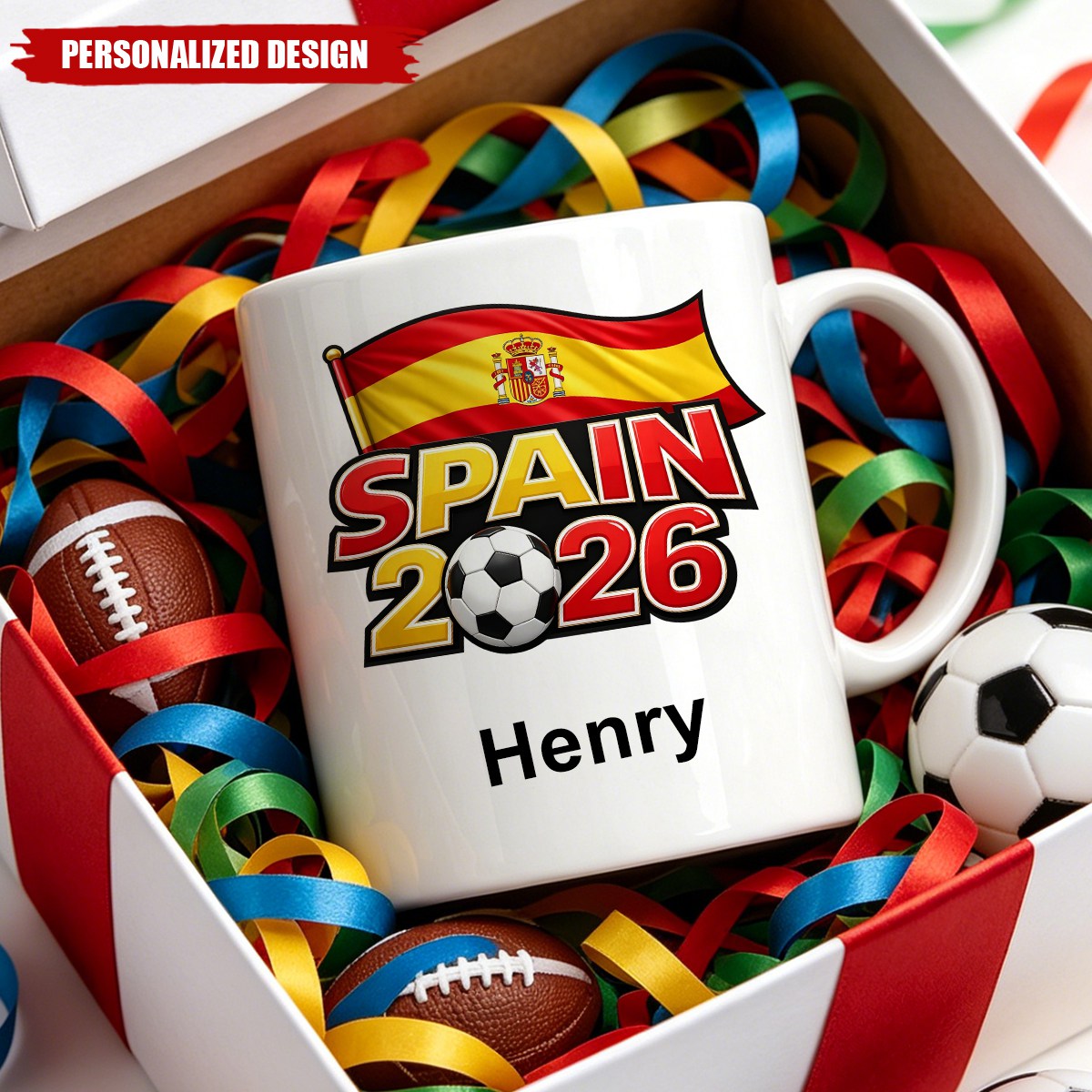 Personalized 2026 World Cup Soccer Country Mug - Custom Name