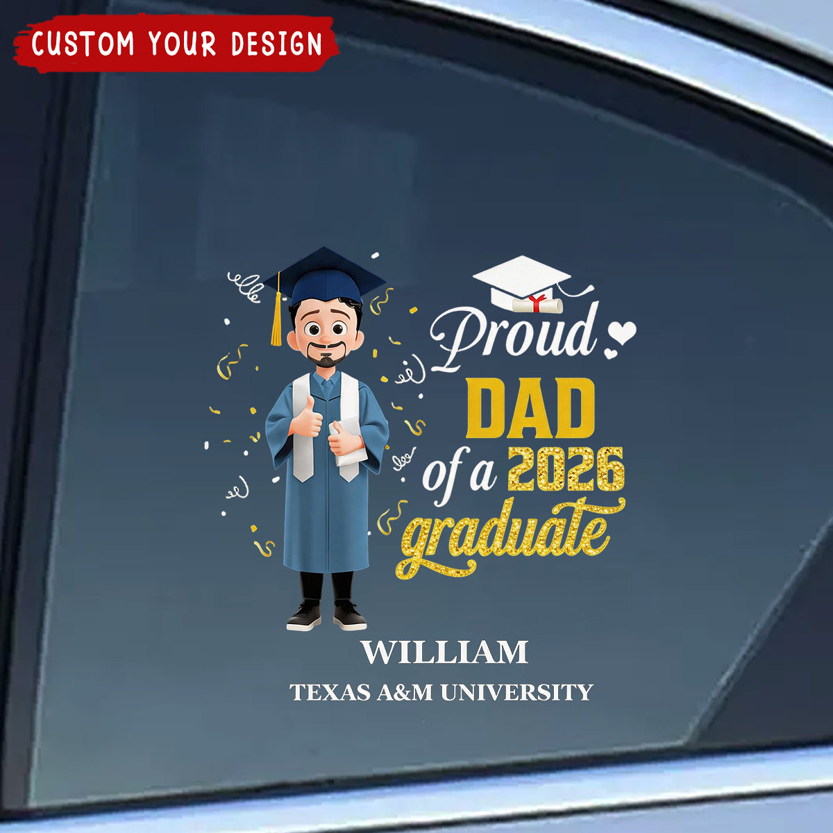 Proud Dad Of A Graduate - Personalized Sticker 2026