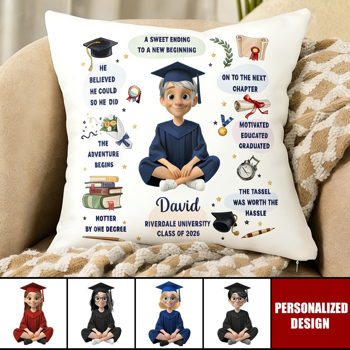 Personalized Class of 2026 Graduation Pillow - Gift For Graduates