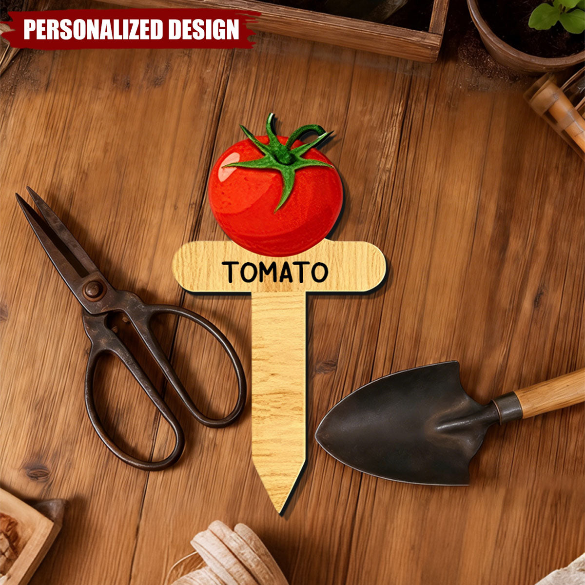 Personalized Vegetable Garden Markers - Wooden Plant Labels for Gardeners