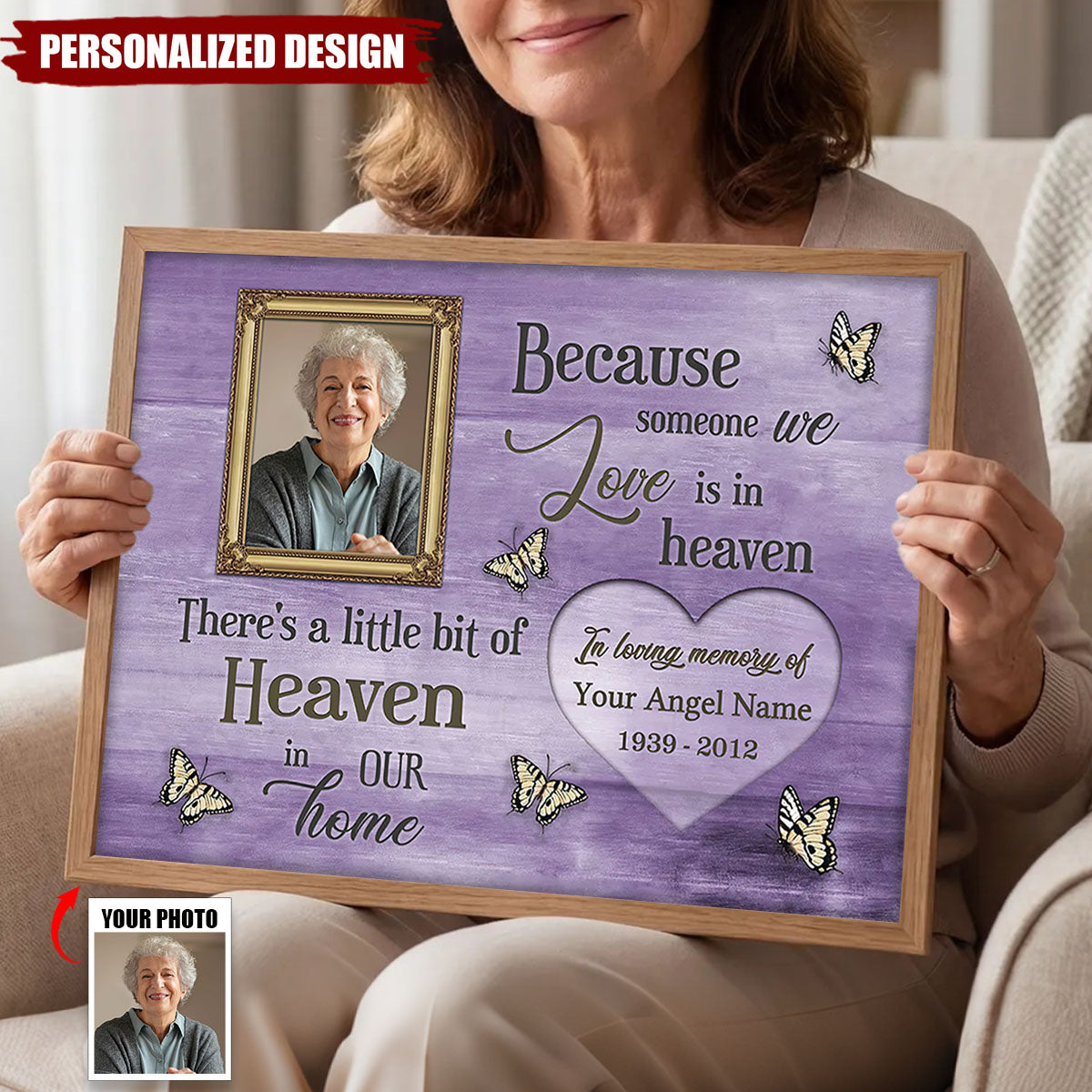 Heaven in Our Home Personalized Poster - Custom Photo & Name Memorial Gift