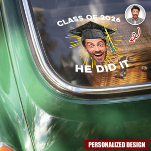 Personalized Funny Face Graduation Decal - 2026 Graduation Gift for Him/Her
