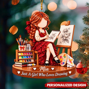 Drawing Lover Personalized Acrylic Ornament - Gift for Art Teacher & Painter