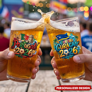 Personalized World Cup Soccer Pint Glass Gift for Football Fans - Custom Name
