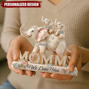 Personalized Mommy Elephant Family Ornament - Gifts For Mom, Grandma