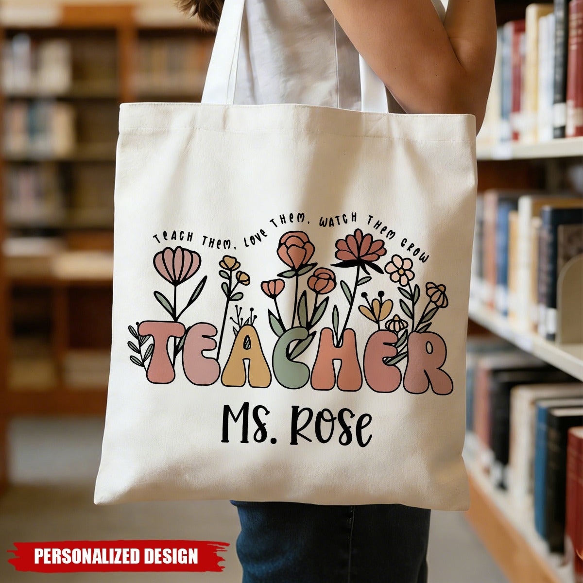 Personalized Floral Teacher Tote Bag – Teacher Appreciation Gifts