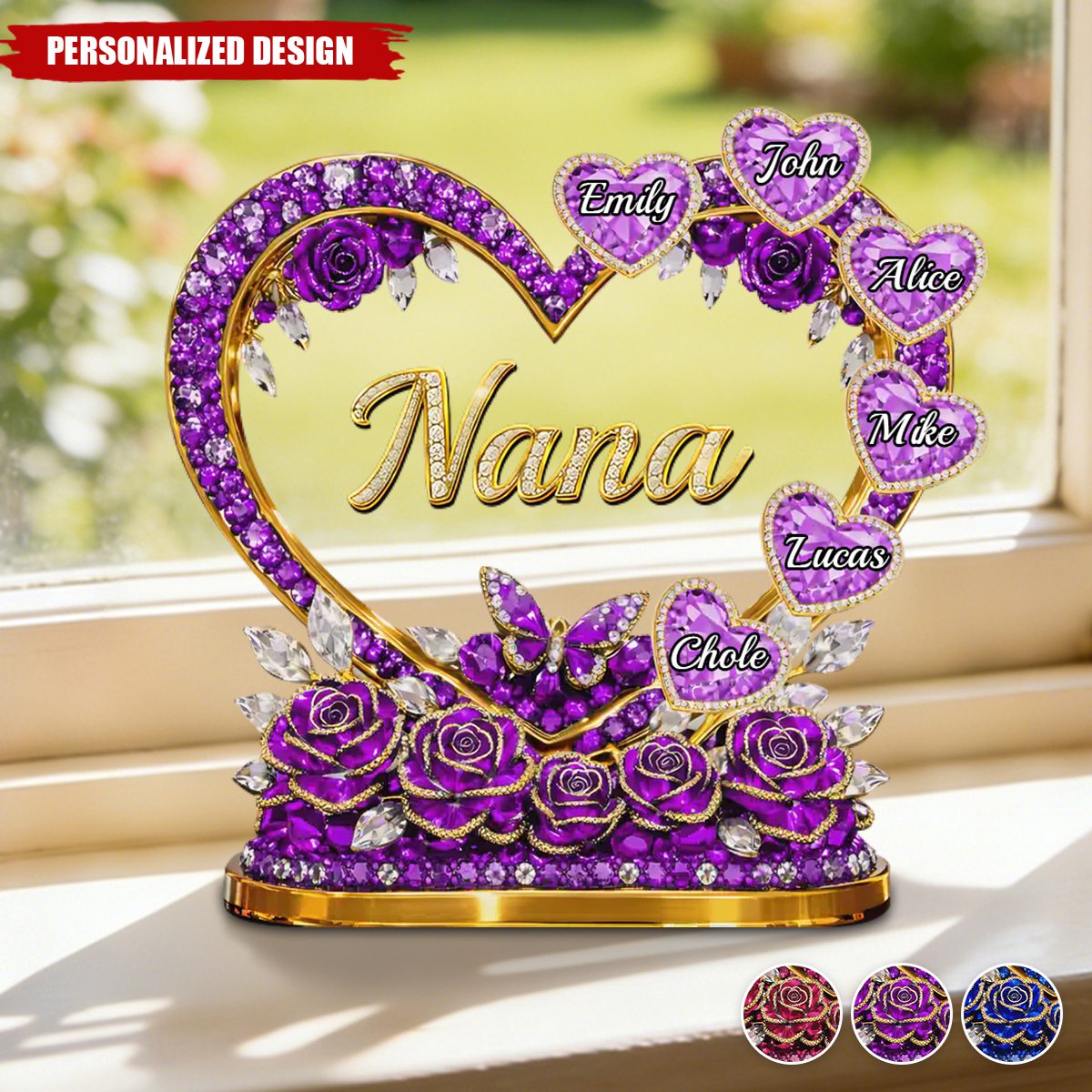Personalized Heart Acrylic Plaque with Custom Family Names-Gift For Mom & Grandma
