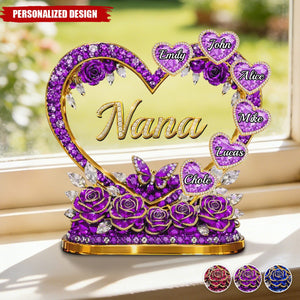 Personalized Heart Acrylic Plaque with Custom Family Names-Gift For Mom & Grandma