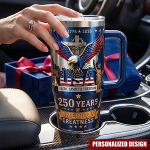 Personalized 250 Years Of American Eagle Cross 40oz Insulated Tumbler