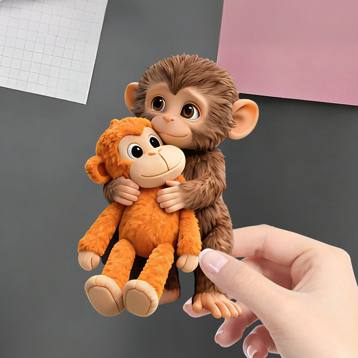 Cute Hugging Monkey Acrylic Fridge Magnet