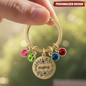 Personalized Mama Birthstone Keychain - Custom Name Family Gift for Mom/Grandma