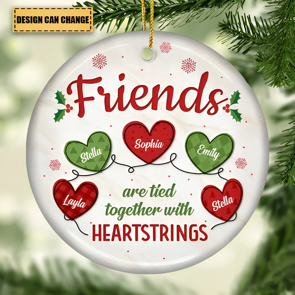 Friends Are Together - Bestie Personalized Custom Ornament - Ceramic Round Shaped - Christmas Gift For Best Friends, BFF, Sisters