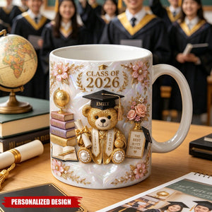 Personalized Class of 2026 Bear Graduation Mug