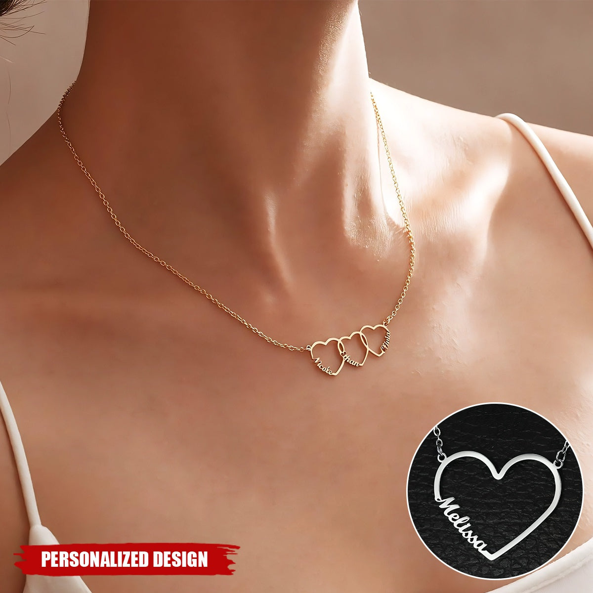 Personalized Interlocking Heart Name Necklace - A Holiday Gift for Friends And Family