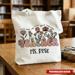 Personalized Floral Teacher Tote Bag – Teacher Appreciation Gifts