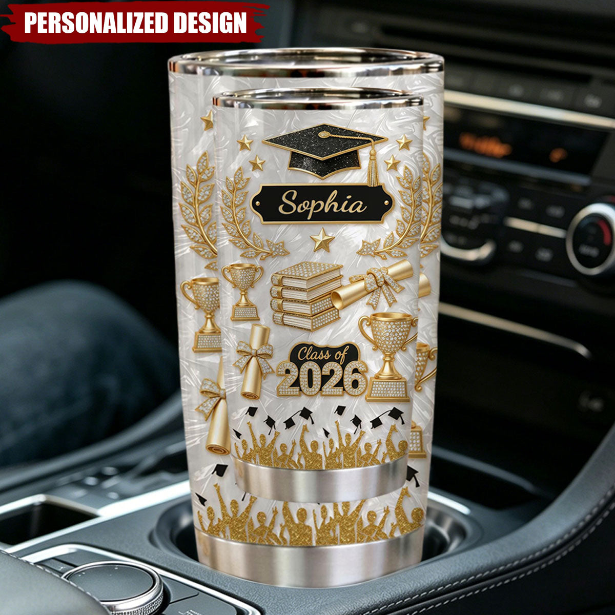 Personalized Custom Name Graduation 3D Effect Tumbler