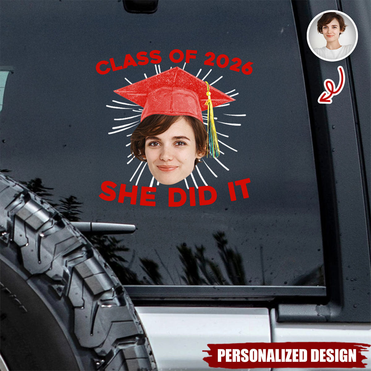 Personalized Funny Face Graduation Decal - 2026 Graduation Gift for Him/Her