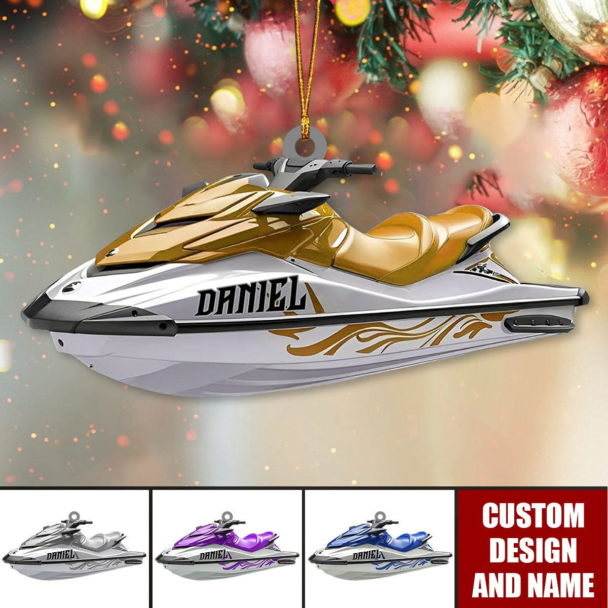 Personalized Jet Boat Ski Christmas Ornament, Skiing Jet Boat Christmas Tree Ornament - 2024 New Release