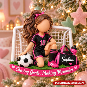 Chasing Goals Making Memories - Custom Soccer Acrylic Hanging Ornament, Gift for Soccer Athlete