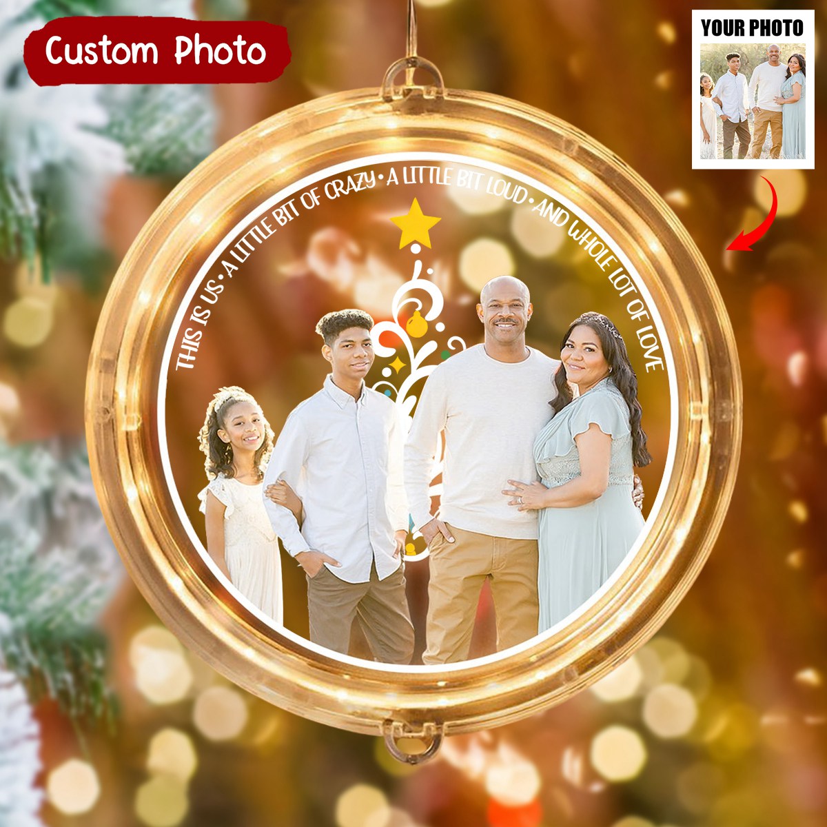 This Is Us A Little Bit Of Crazy A Little Bit Loud - Personalized Custom LED Pendant Light - Gift For Family Members