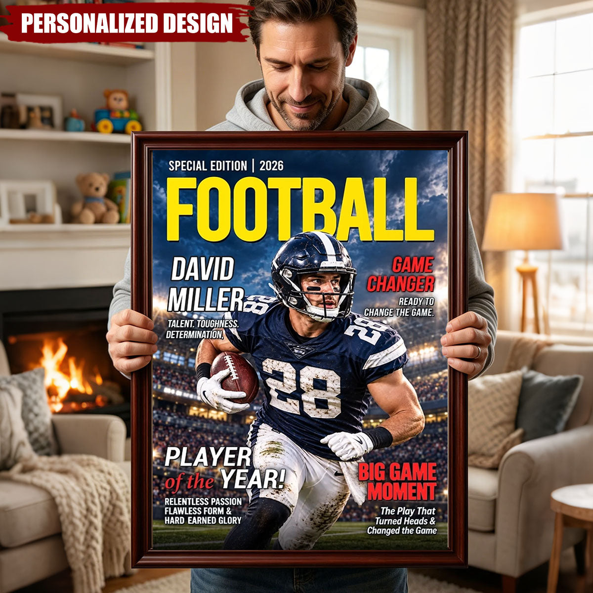 Personalized Football Star Magazine Style Print - Football Athlete Gift Poster