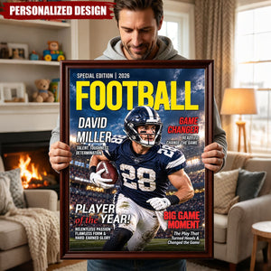 Personalized Football Star Magazine Style Print - Football Athlete Gift Poster