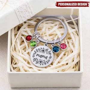Personalized Mama Birthstone Keychain - Custom Name Family Gift for Mom/Grandma